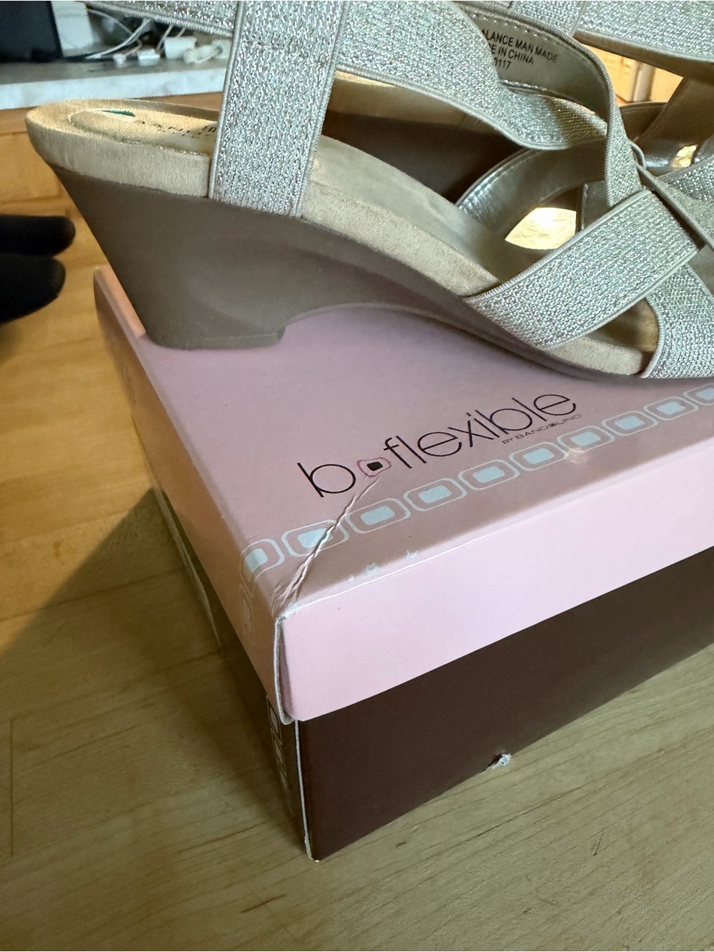 Bandolino Champagne Pink Wedge Sandals